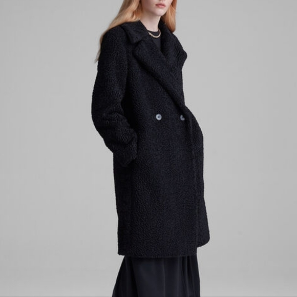 Club Manaco Black Faux Astrakhan Coat - Picture 1 of 8